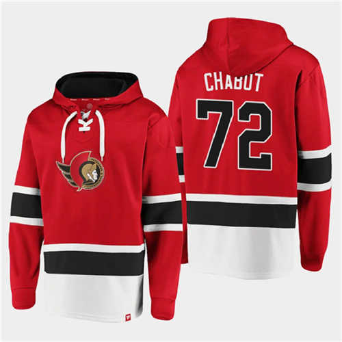 Ottawa Senators #72 Thomas Chabot Red Ageless Must-Have Lace-Up Pullover Hoodie
